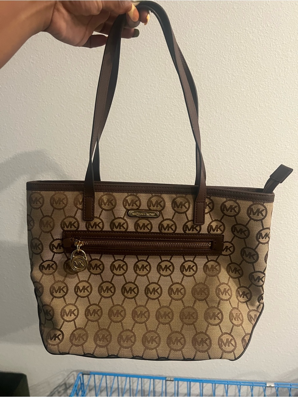 Michael Kors Beige and Brown Signature MK Tote